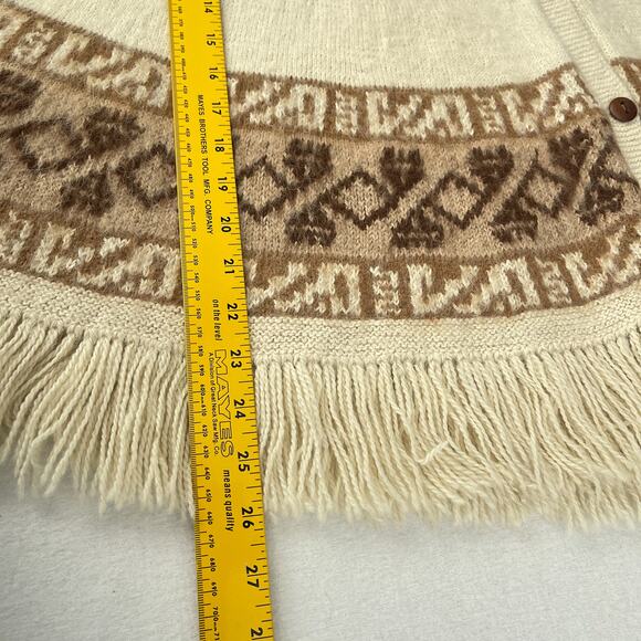Fotrama Poncho Sweater Women OS XL 100% Alpaca Wool Knit Bolivia Fringe READ - Picture 10 of 10